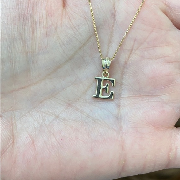10k Solid Gold small Mini Initial Letter N pendant Necklace